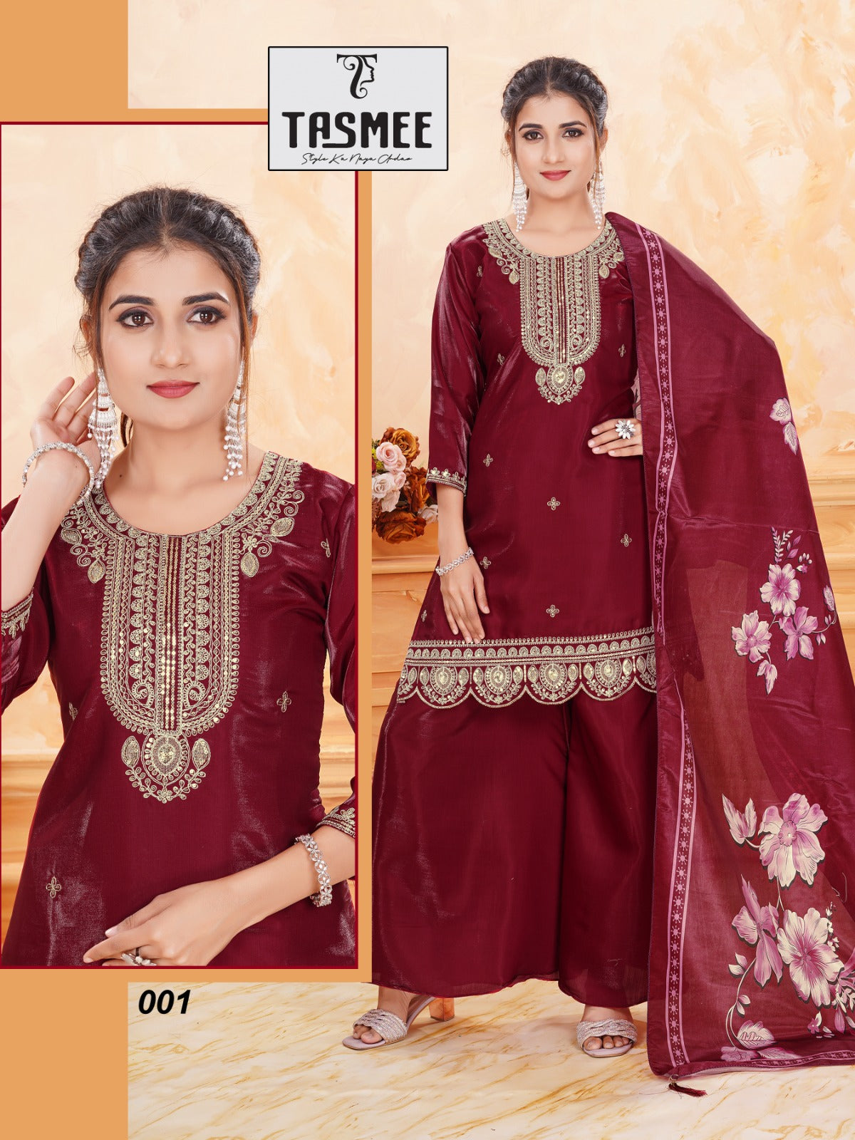 Naina Vol 2 Tasmee Roman Silk Readymade Plazzo Style Suits Wholesaler Ahmedabad