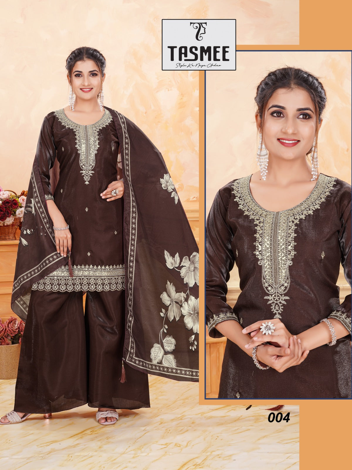 Naina Vol 2 Tasmee Roman Silk Readymade Plazzo Style Suits Wholesaler Ahmedabad