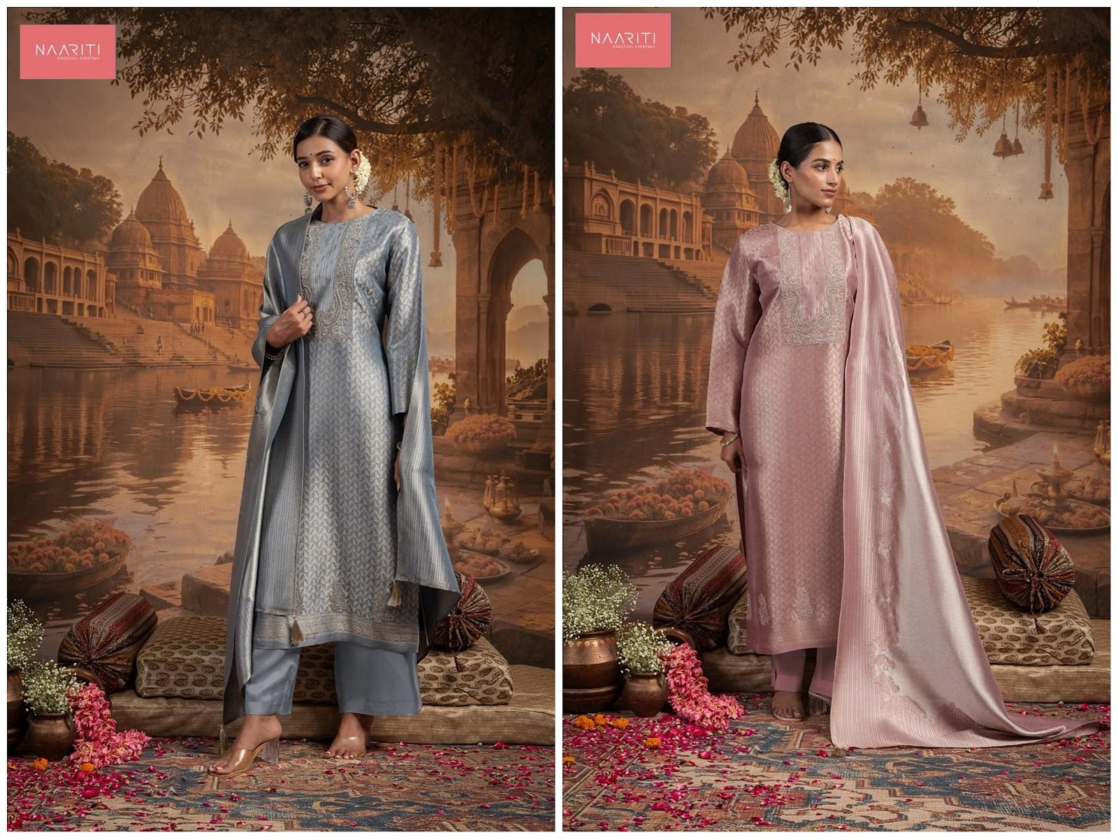 Nainaki Naariti Silk Jacquard Pant Style Suits Manufacturer Ahmedabad