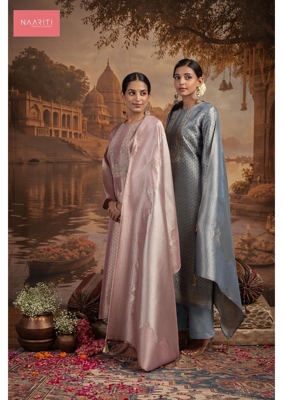 Nainaki Naariti Silk Jacquard Pant Style Suits Manufacturer Ahmedabad