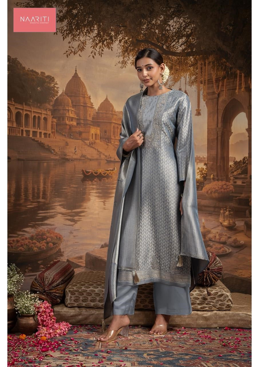 Nainaki Naariti Silk Jacquard Pant Style Suits Manufacturer Ahmedabad