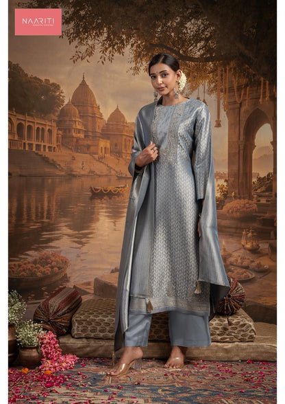 Nainaki Naariti Silk Jacquard Pant Style Suits Manufacturer Ahmedabad