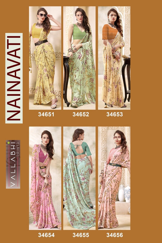 Nainavati Vallabhi Prints Georgette Sarees Wholesaler