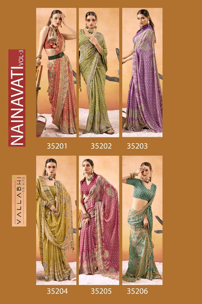 Nainavati Vol 3 Vallabhi Prints Georgette Sarees Supplier