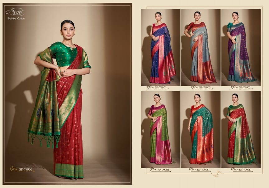 Nainika Cotton Aura Sarees