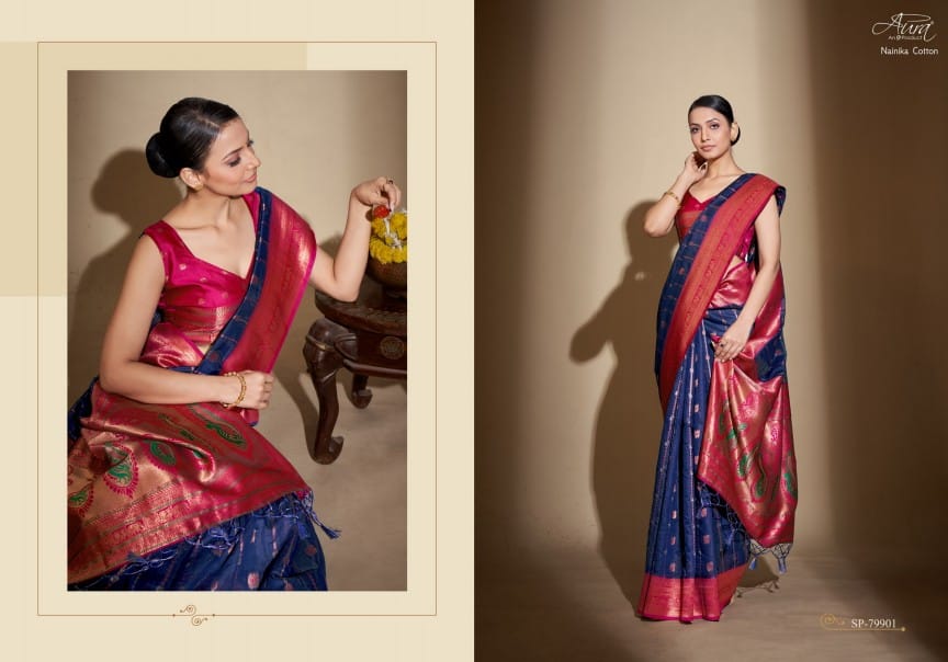 Nainika Cotton Aura Sarees