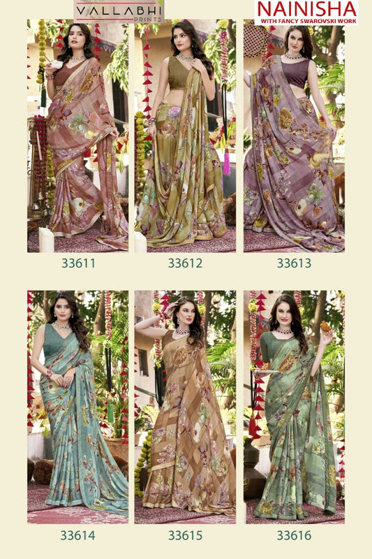 Nainisha Vallabhi Prints Georgette Sarees Exporter Gujarat