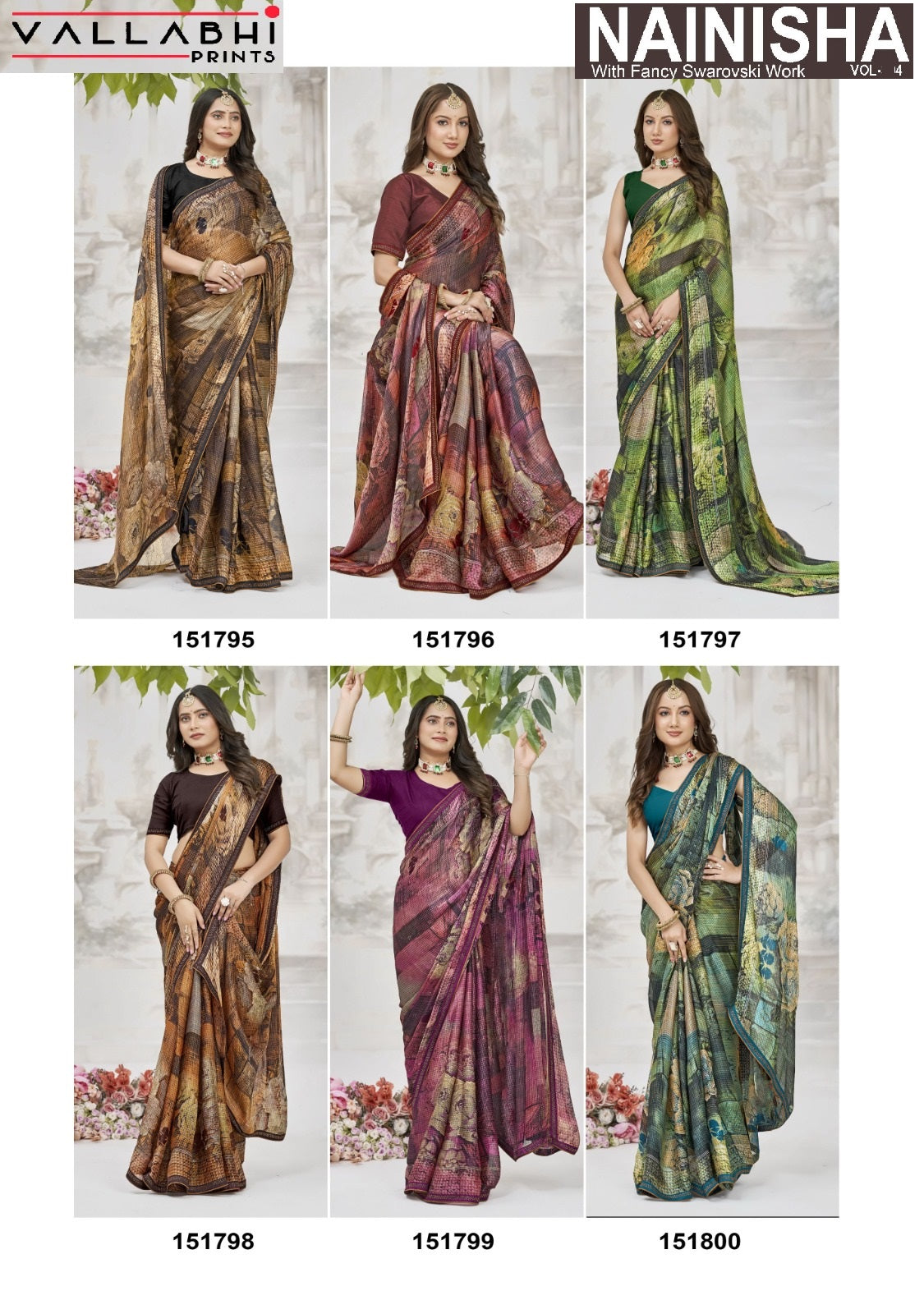 Nainisha Vol 4 Vallabhi Prints Chiffon Sarees Manufacturer India