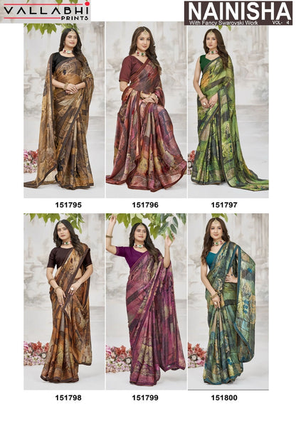 Nainisha Vol 4 Vallabhi Prints Chiffon Sarees Manufacturer India