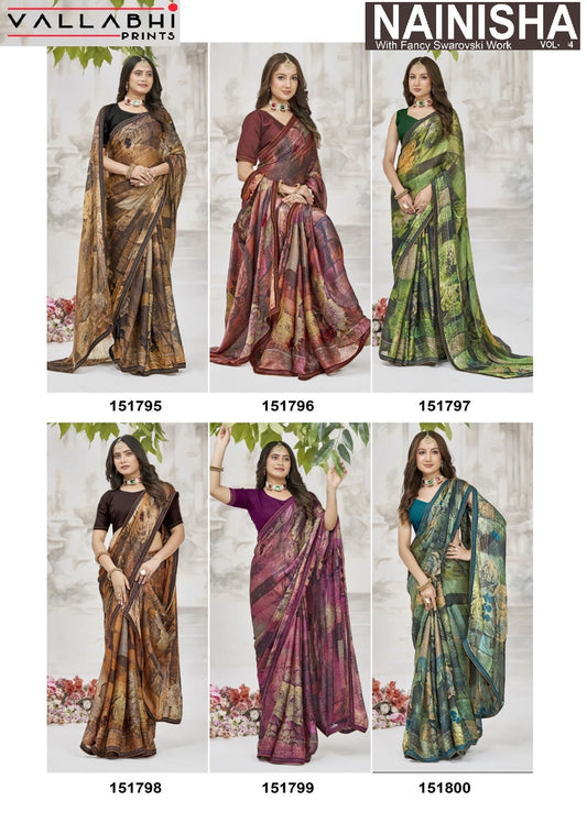 Nainisha Vol 4 Vallabhi Prints Chiffon Sarees Manufacturer India