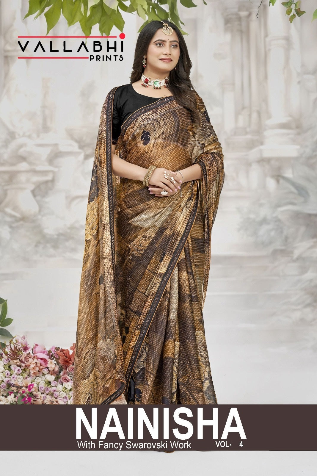 Nainisha Vol 4 Vallabhi Prints Chiffon Sarees Manufacturer India