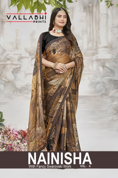 Nainisha Vol 4 Vallabhi Prints Chiffon Sarees Manufacturer India