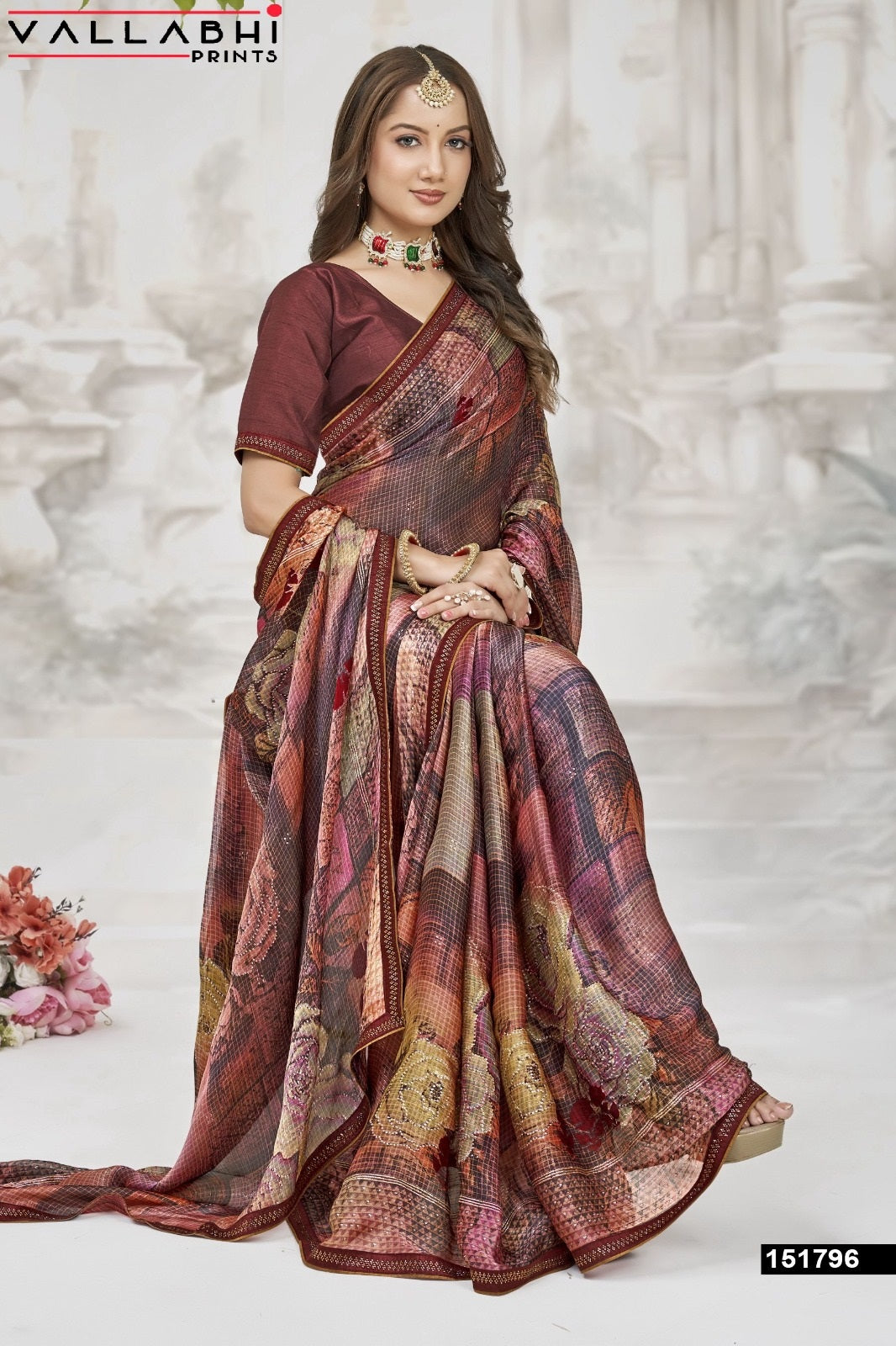 Nainisha Vol 4 Vallabhi Prints Chiffon Sarees Manufacturer India