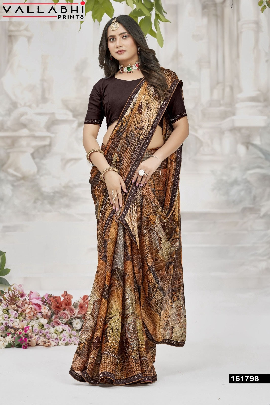 Nainisha Vol 4 Vallabhi Prints Chiffon Sarees Manufacturer India