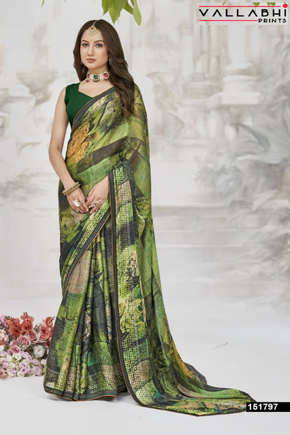Nainisha Vol 4 Vallabhi Prints Chiffon Sarees Manufacturer India