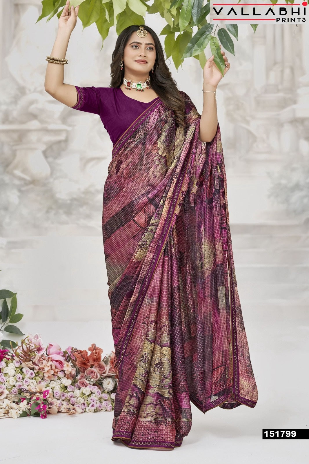 Nainisha Vol 4 Vallabhi Prints Chiffon Sarees Manufacturer India
