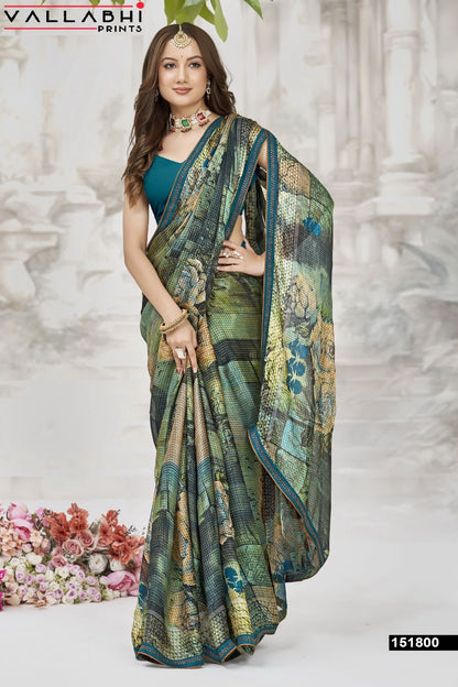 Nainisha Vol 4 Vallabhi Prints Chiffon Sarees Manufacturer India