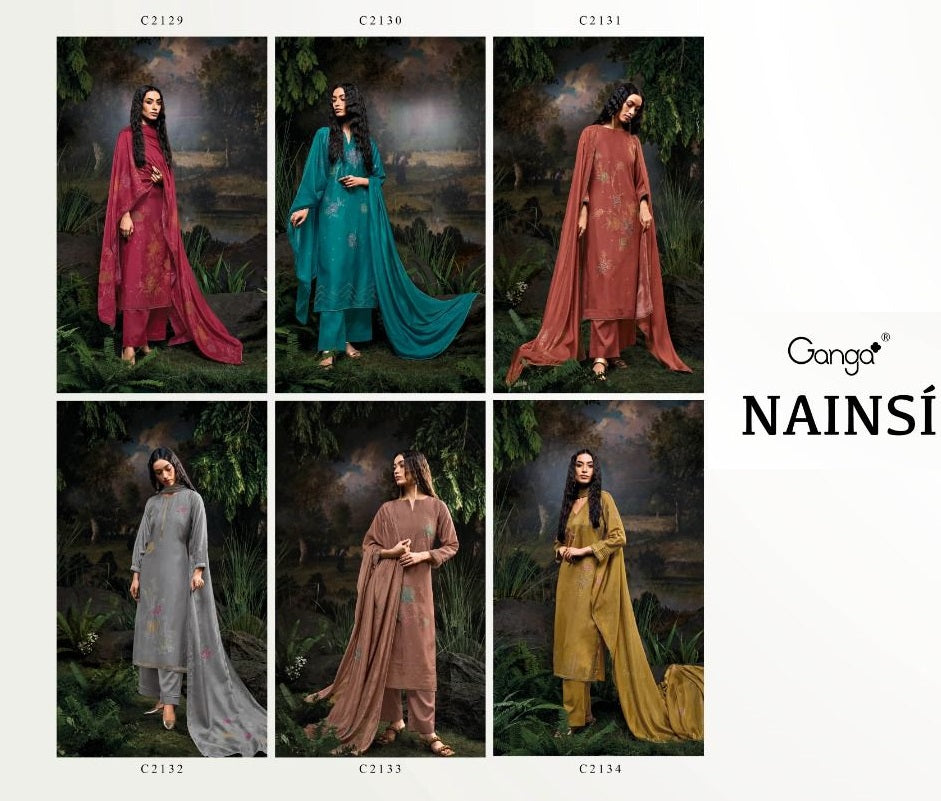 Nainsi C2129-2134 Ganga Premium Plazzo Style Suits Supplier Ahmedabad