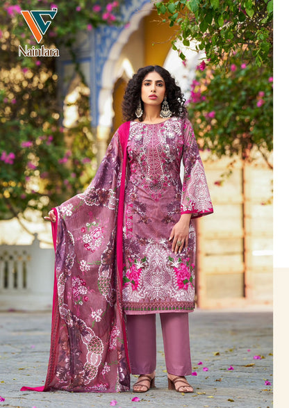 Naintara Vol 1 Vandana Creation Cambric Cotton Karachi Salwar Suits Supplier Ahmedabad