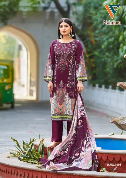 Naintara Vol 1 Vandana Creation Cambric Cotton Karachi Salwar Suits Supplier Ahmedabad