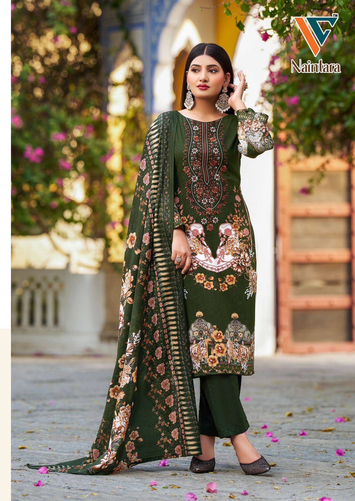 Naintara Vol 1 Vandana Creation Cambric Cotton Karachi Salwar Suits Supplier Ahmedabad