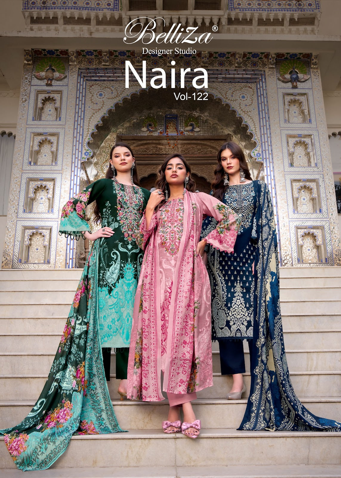Naira 122 Belliza Designer Studio Cotton Karachi Salwar Suits Manufacturer India