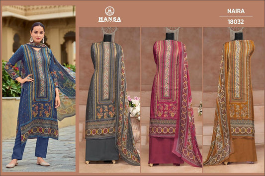 Naira 18032 Hansa Prints Muslin Karachi Salwar Suits Wholesale Price