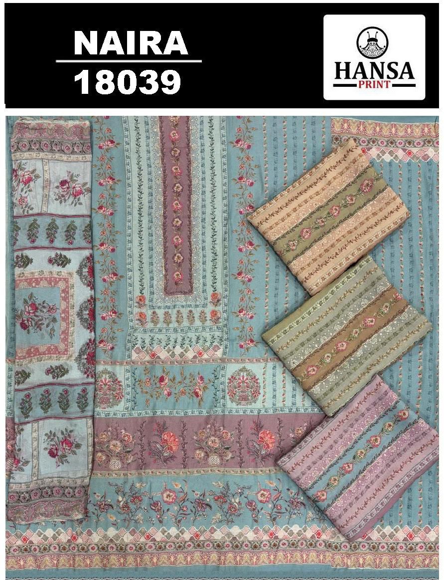 Naira 18039 Hansa Prints Muslin Silk Pant Style Suits Wholesaler Ahmedabad