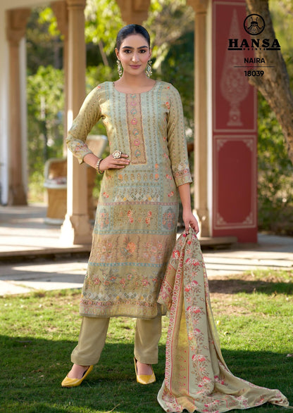 Naira 18039 Hansa Prints Muslin Silk Pant Style Suits Wholesaler Ahmedabad