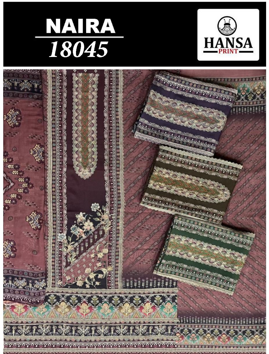 Naira 18045 Hansa Prints Muslin Salwar Suits Supplier Ahmedabad