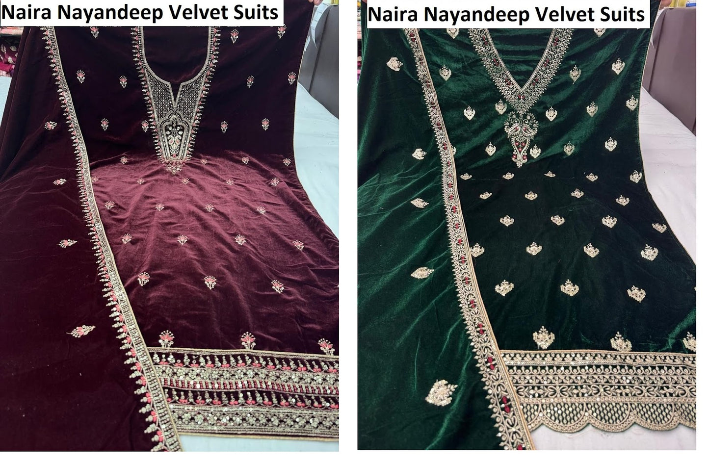 Naira Nayandeep Velvet Suits Wholesaler