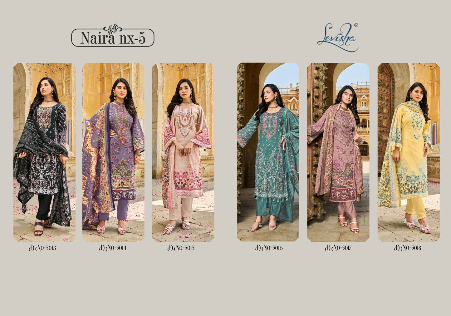 Naira Nx Vol 5 Levisha Cambric Cotton Karachi Salwar Suits Manufacturer Ahmedabad