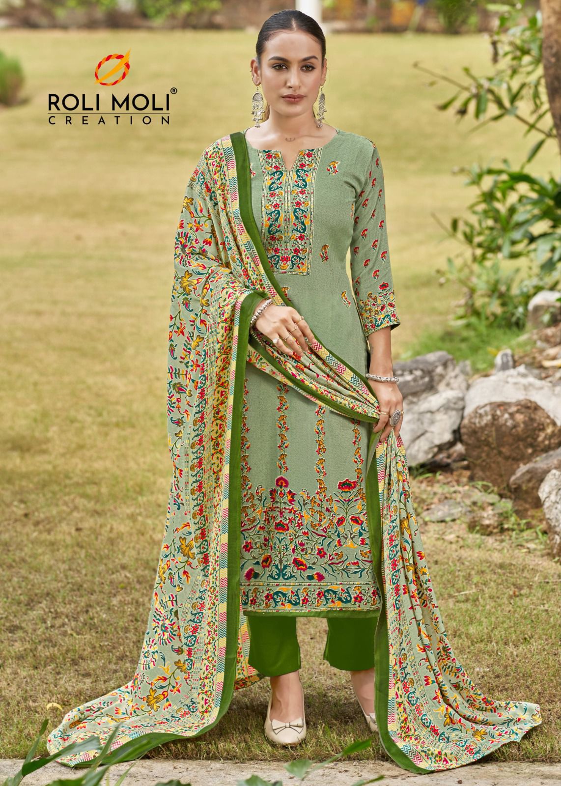 Naira Roli Moli Karachi Pashmina Salwar Suits Wholesale Rate