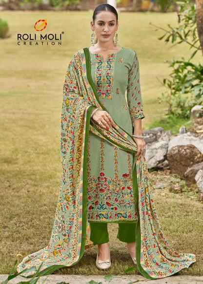 Naira Roli Moli Karachi Pashmina Salwar Suits Wholesale Rate