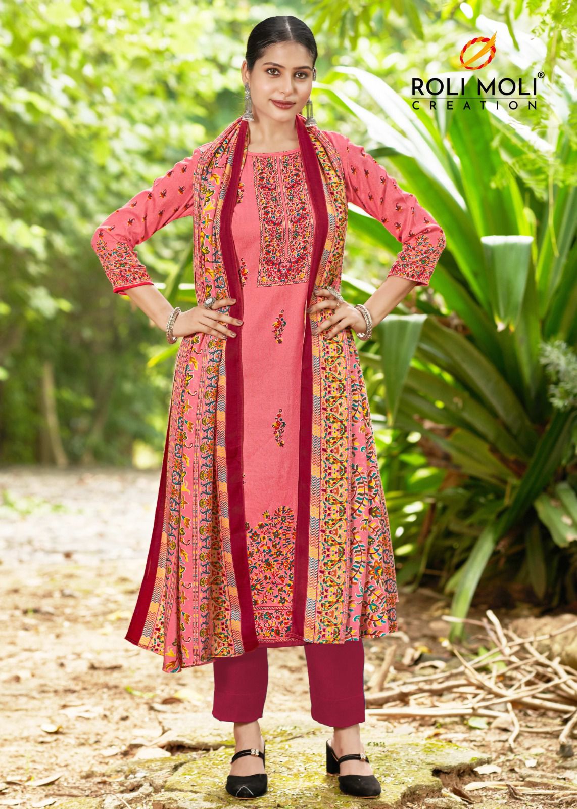 Naira Roli Moli Karachi Pashmina Salwar Suits Wholesale Rate