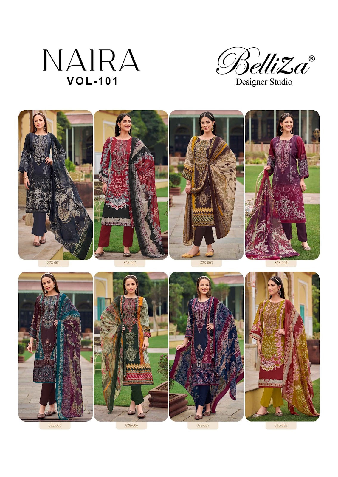 Naira Vol 101 Belliza Designer Studio Cotton Karachi Salwar Suits Exporter