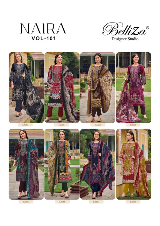 Naira Vol 101 Belliza Designer Studio Cotton Karachi Salwar Suits Exporter