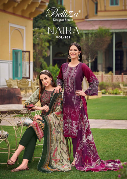 Naira Vol 101 Belliza Designer Studio Cotton Karachi Salwar Suits Exporter