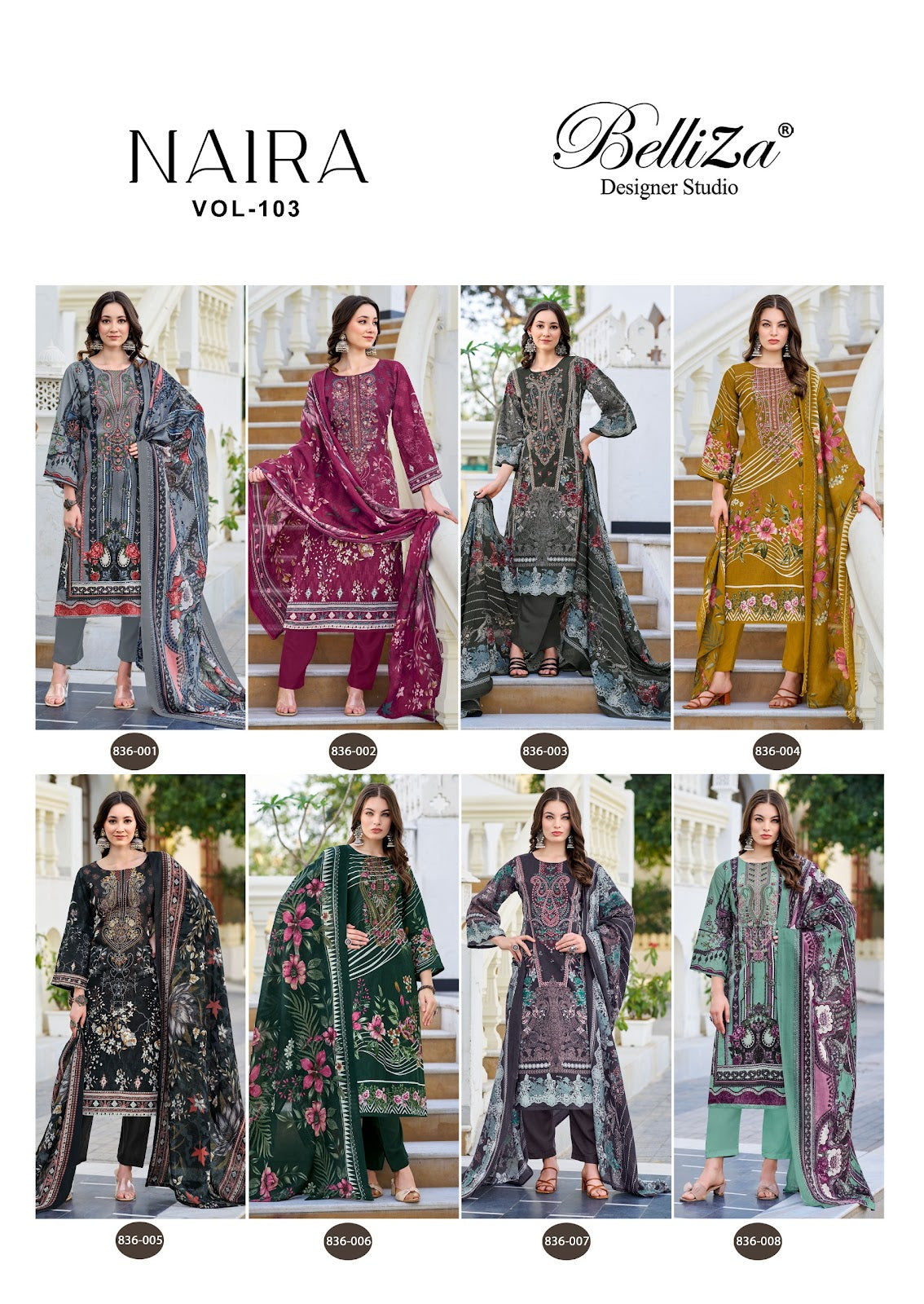 Naira Vol 103 Belliza Designer Studio Pure Cotton Karachi Salwar Suits Manufacturer