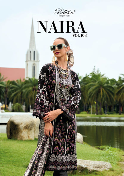 Naira Vol 108 Belliza Designer Studio Pure Cotton Karachi Salwar Suits Wholesale Price