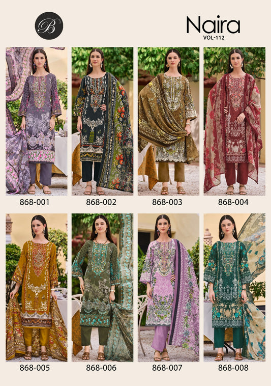 Naira Vol 112 Belliza Designer Studio Cotton Karachi Salwar Suits Exporter Ahmedabad