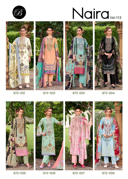 Naira Vol 113 Belliza Designer Studio Cotton Karachi Salwar Suits Exporter India