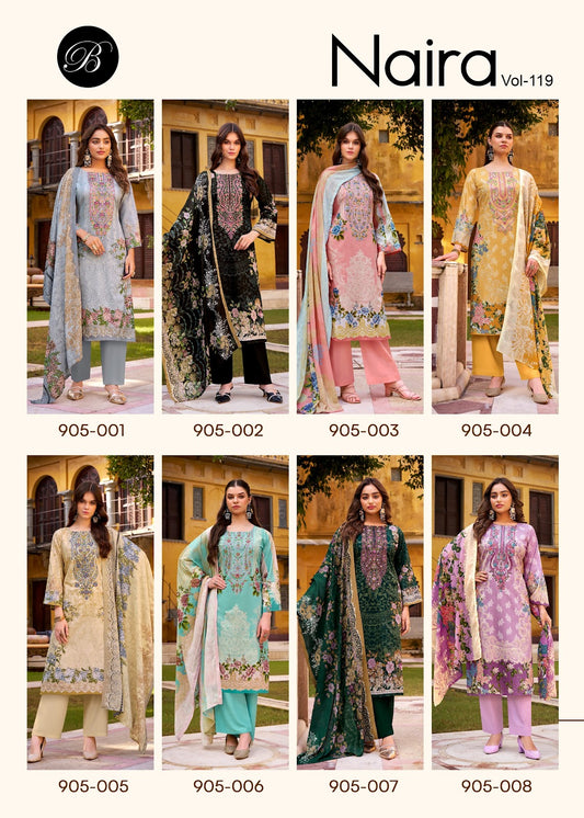 Naira Vol 119 Belliza Designer Studio Cotton Karachi Salwar Suits Exporter India