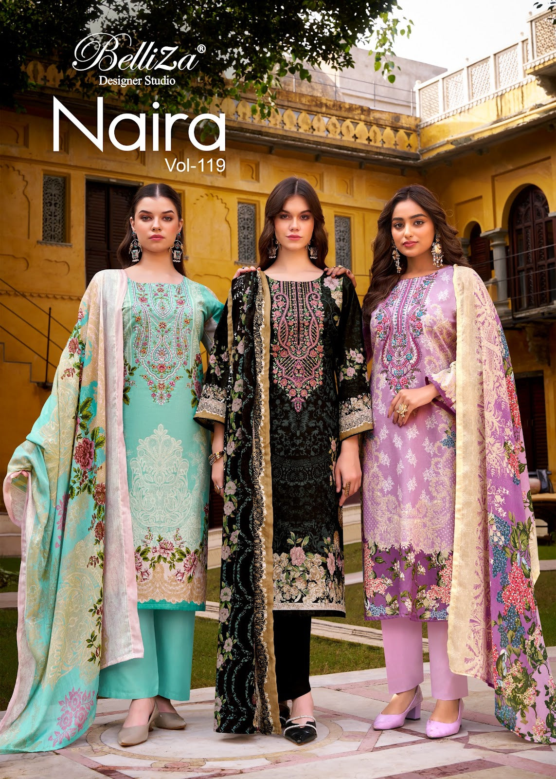 Naira Vol 119 Belliza Designer Studio Cotton Karachi Salwar Suits Exporter India