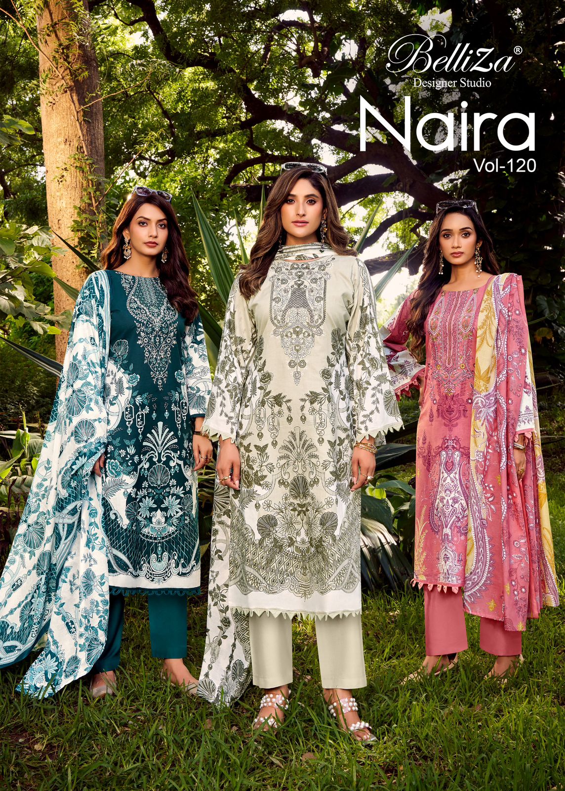 Naira Vol 120 Belliza Designer Studio Cotton Karachi Salwar Suits Exporter Ahmedabad