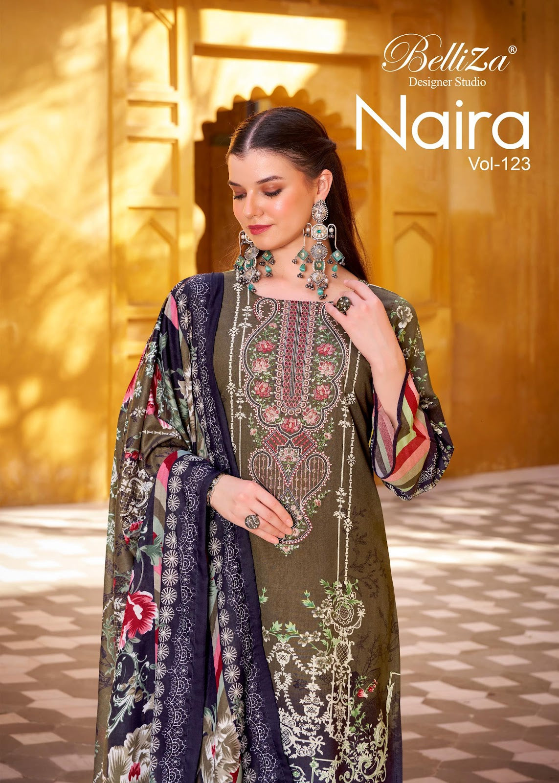 Naira Vol 123 Belliza Designer Studio Pure Cotton Karachi Salwar Suits Wholesale Price