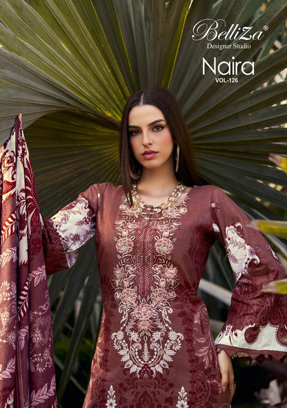 Naira Vol 126 Belliza Designer Studio Cotton Karachi Salwar Suits Wholesaler