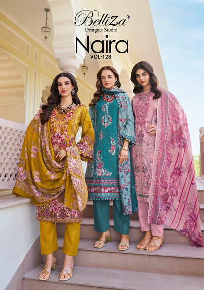 Naira Vol 128 Belliza Designer Studio Cotton Karachi Salwar Suits Manufacturer Gujarat