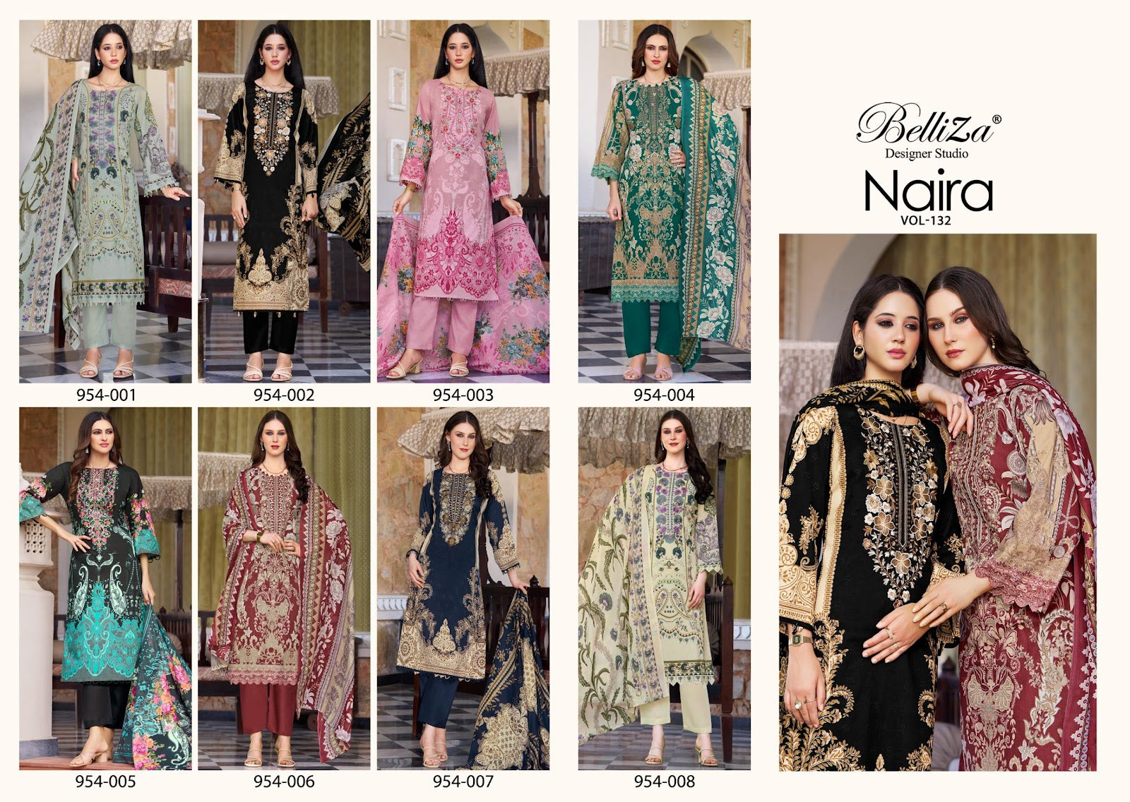 Naira Vol 132 Belliza Designer Studio Cotton Karachi Salwar Suits Supplier