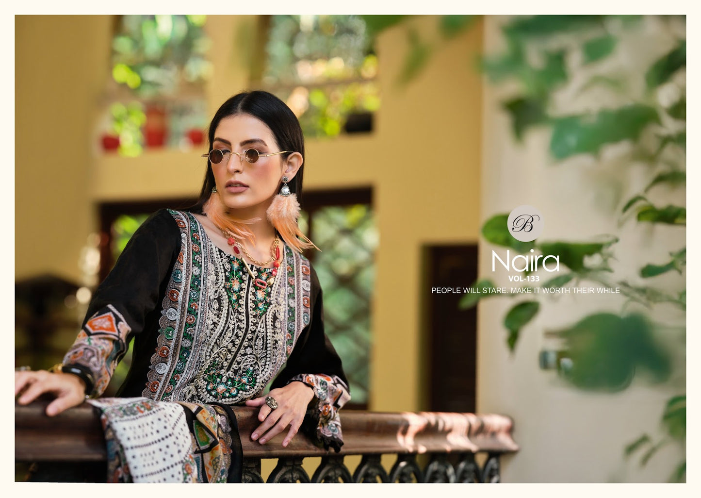 Naira Vol 133 Belliza Designer Studio Cotton Karachi Salwar Suits Wholesaler Ahmedabad
